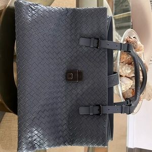 Bottega Veneta Blue Woven Tote Bag